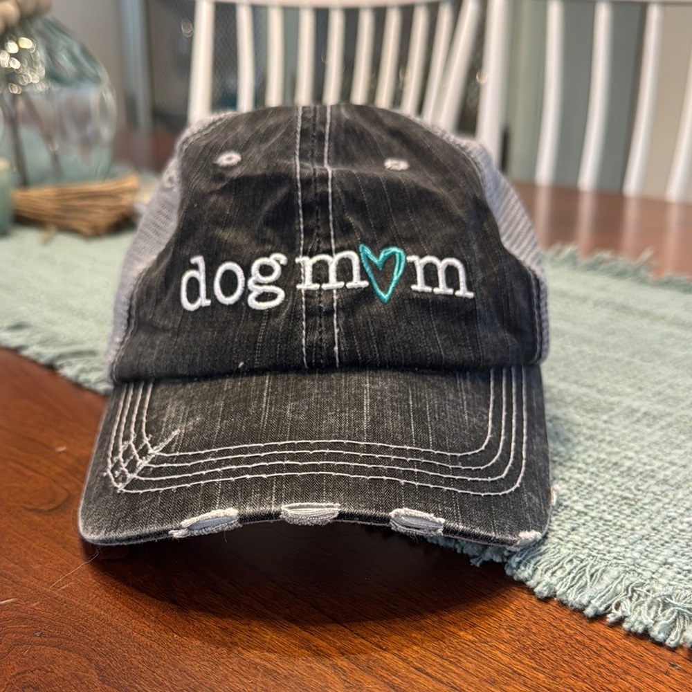 Katydid Black and Gray Distressed Dog Mom Hat